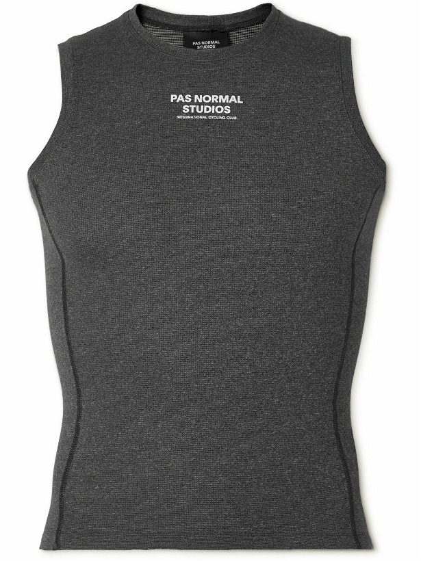 Photo: Pas Normal Studios - Mid Logo-Print Polartec® Power Wool™ Cycling Base Layer - Gray