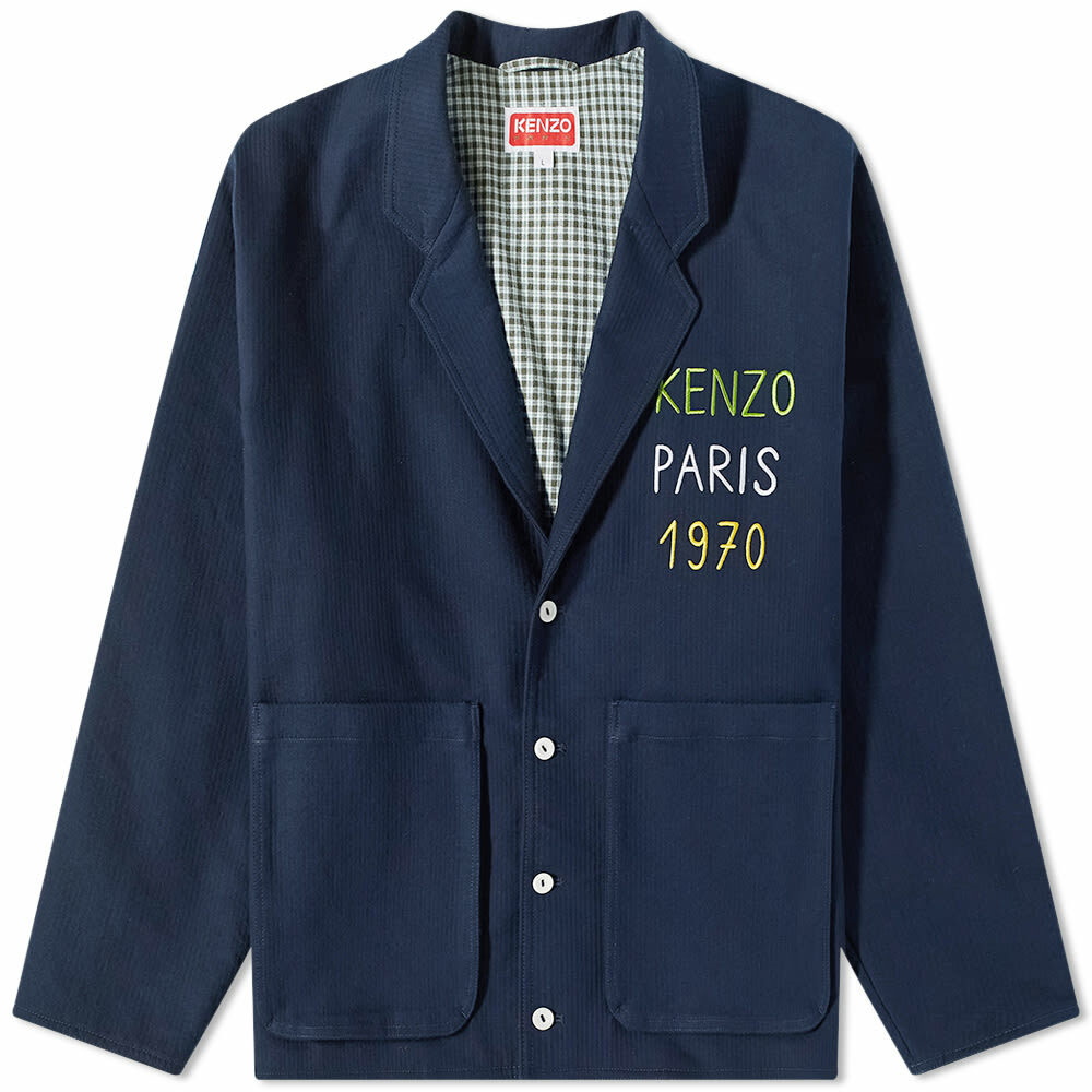 Kenzo Blue and Black Printed Workwear Jacket Kenzo