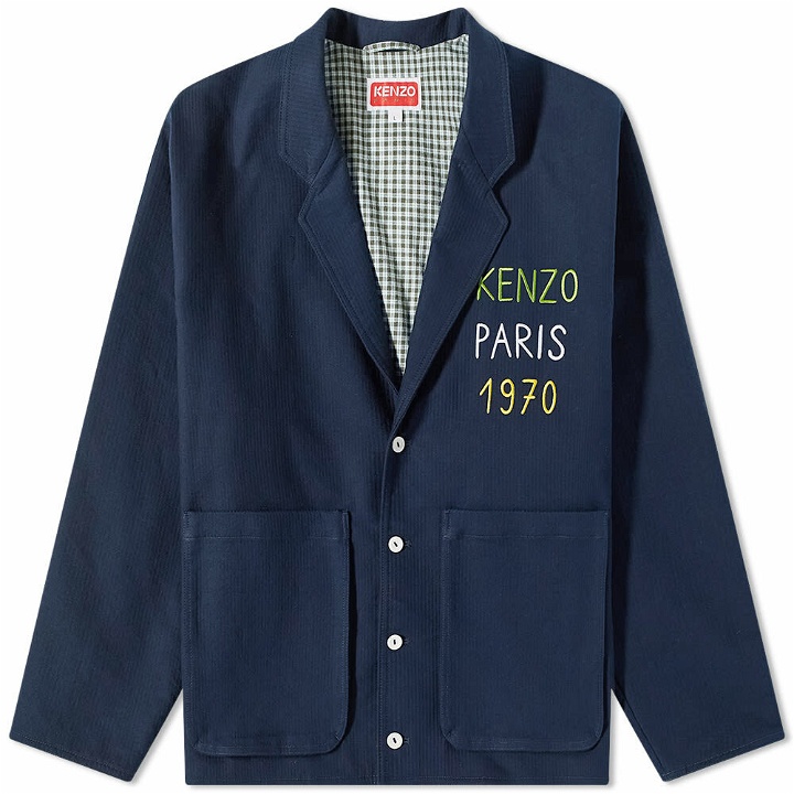 Photo: Kenzo Men's Embroidered Logo Workwear Jacket in Midnight Blue