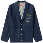 Kenzo Men's Embroidered Logo Workwear Jacket in Midnight Blue