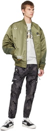 AAPE by A Bathing Ape Green Alpha Industries Edition MA1 Bomber Jacket