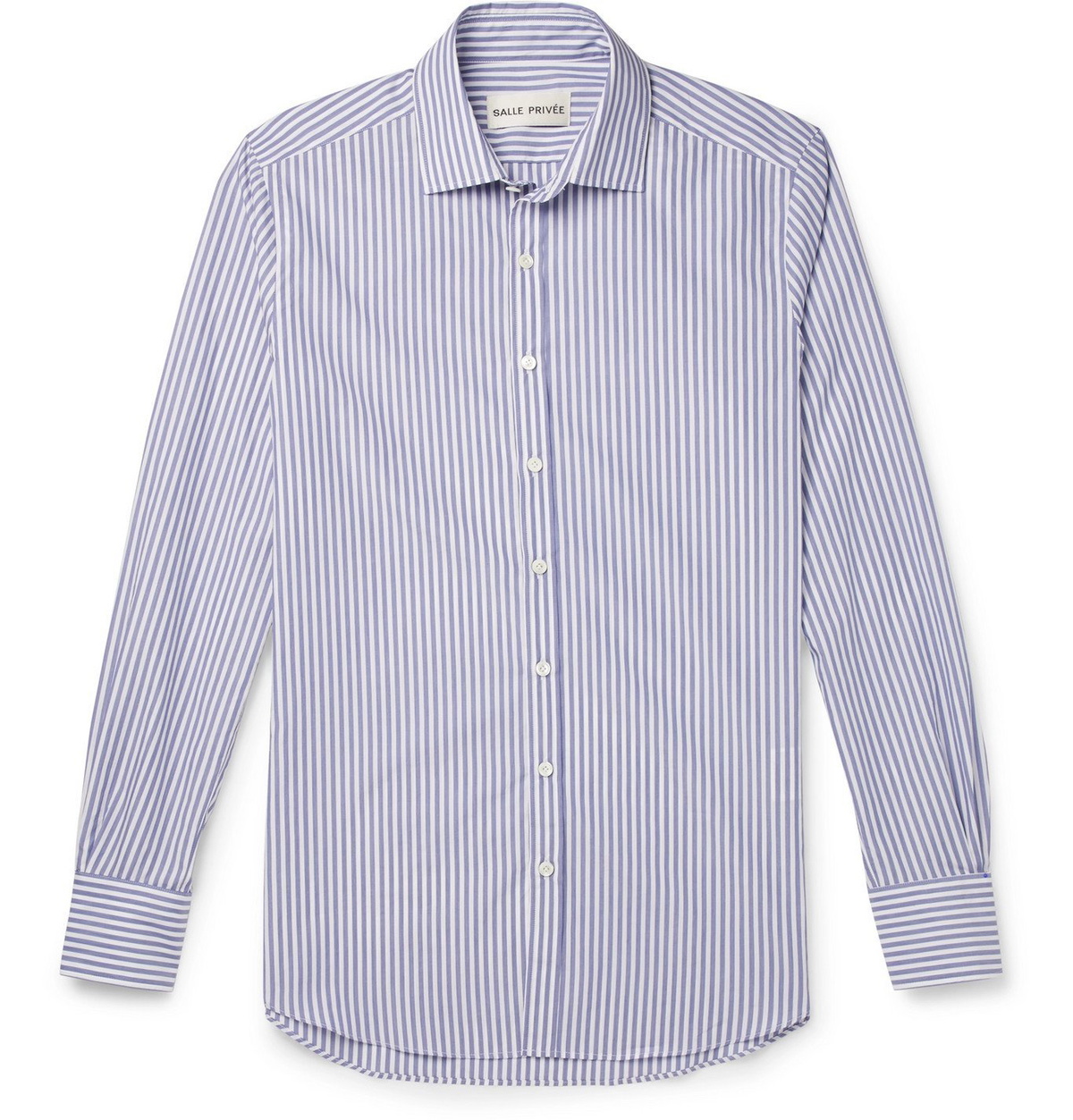 SALLE PRIVÉE - Curtis Slim-Fit Striped Cotton-Poplin Shirt - Blue
