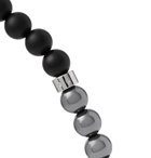 Hugo Boss - Baxter Agate, Hematite and Silver-Tone Beaded Bracelet - Silver
