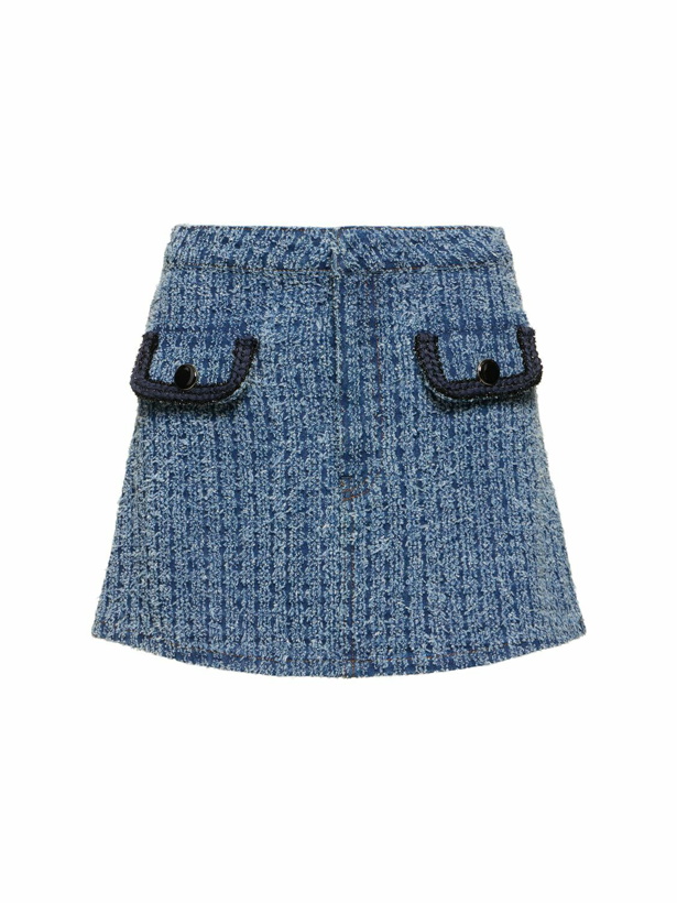 Photo: SELF-PORTRAIT Textured Cotton Denim Mini Skirt