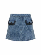 SELF-PORTRAIT Textured Cotton Denim Mini Skirt