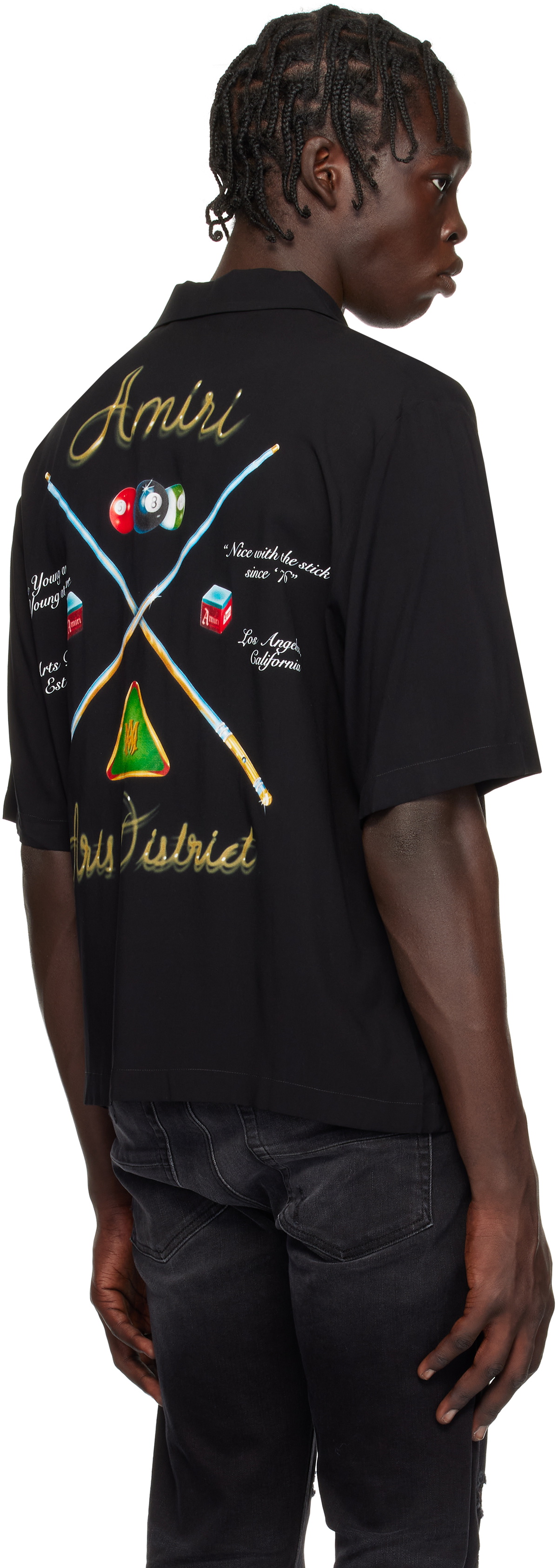 AMIRI Black 'Amiri' Pool Cue Bowling Shirt Amiri