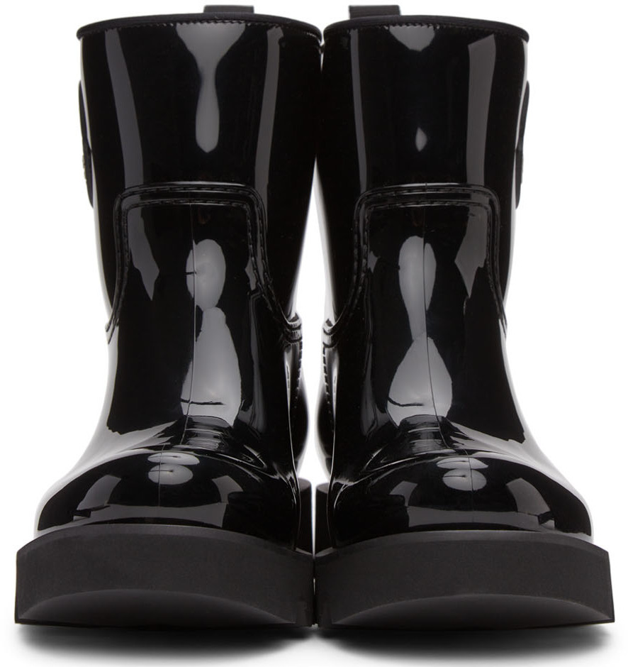 Moncler Black Shiny Rubber Ginette Rain Boots Moncler