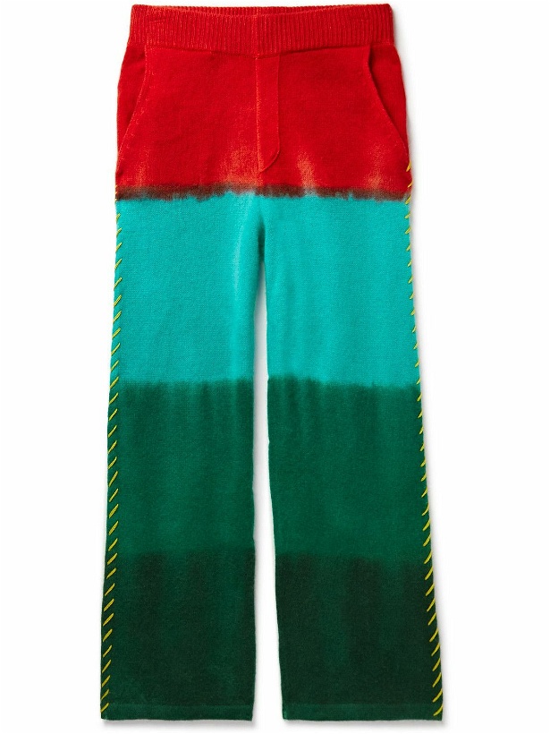 Photo: The Elder Statesman - Straight-Leg Embroidered Tie-Dyed Cashmere Trousers - Multi