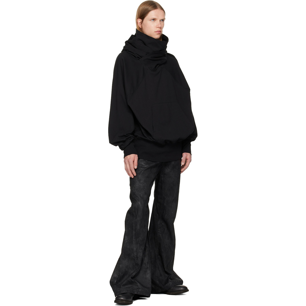Julius Black W Neck Hoodie