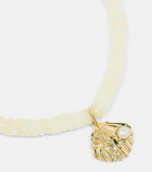 Sydney Evan Clam Shell 14kt gold charm bracelet with diamonds and freshwater pearl