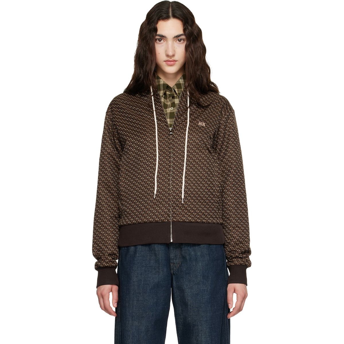 Wales Bonner Brown Modernist Jacquard Hooded Track Jacket