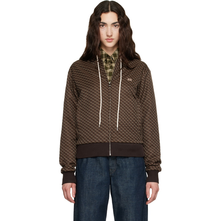 Photo: Wales Bonner Brown Modernist Jacquard Hooded Track Jacket