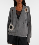 Area Distressed cotton and cashmere cardigan