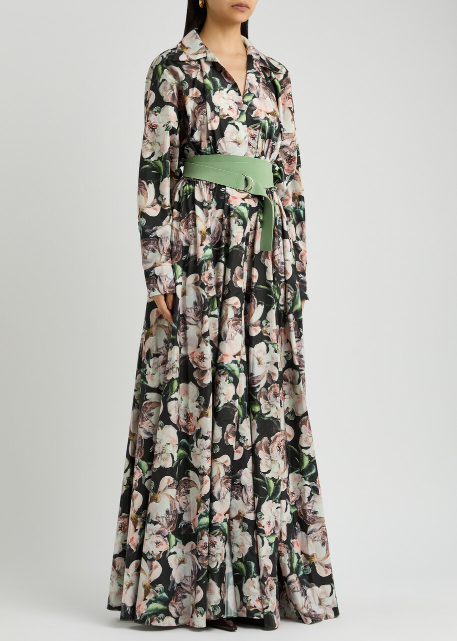 Norma Kamali Floral-print Shell Maxi Dress Pink