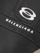 Balenciaga - Logo-Embroidered Panelled Cotton-Blend Zip-Up Hoodie - Black