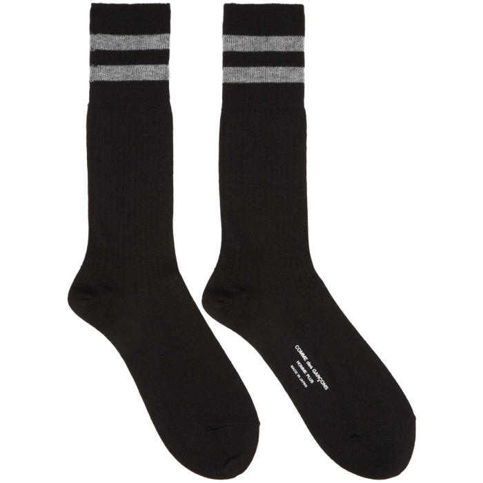 Photo: Comme des GarÃ§ons Homme Plus Black Rib Stripes Socks