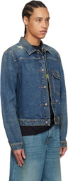 Palm Angels Blue Curved Logo Denim Jacket