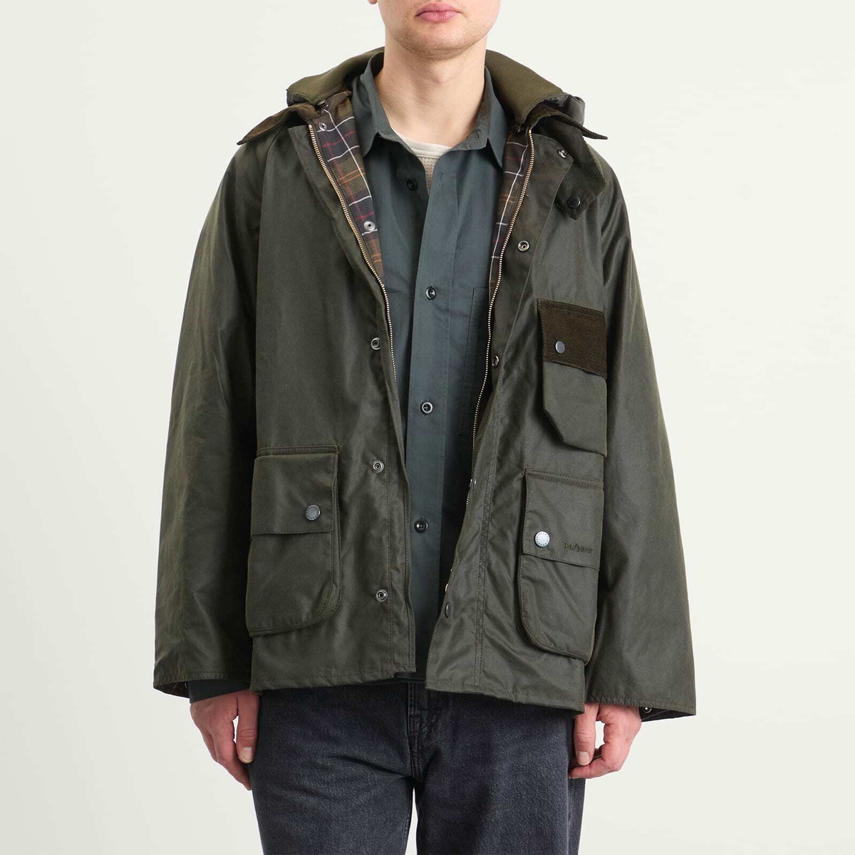 Barbour Men's Heritage + Modified Solway Wax Jacket in Olive Barbour