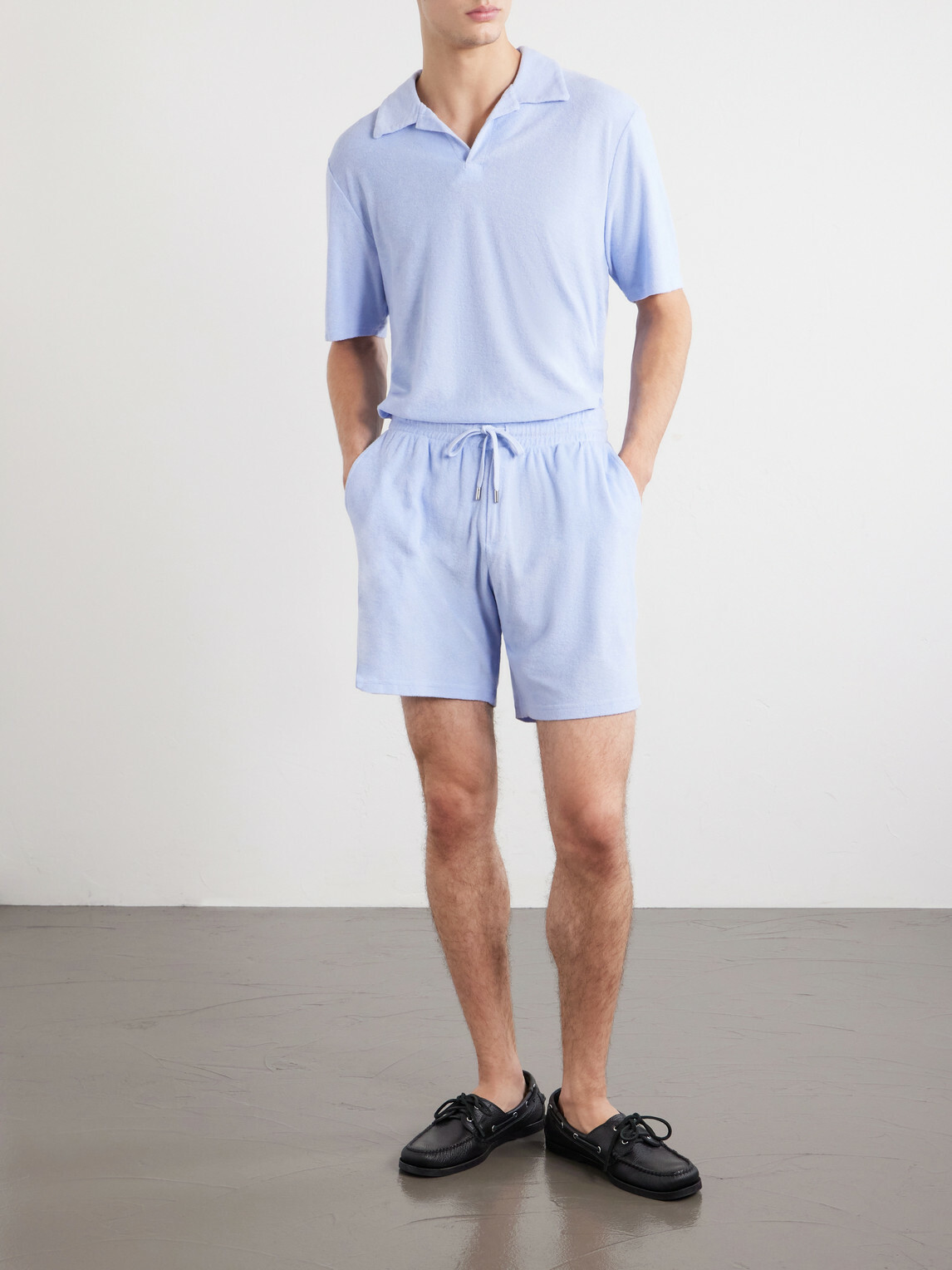Frescobol Carioca - Augusto Terry Cotton and Linen Blend Shorts - Blue