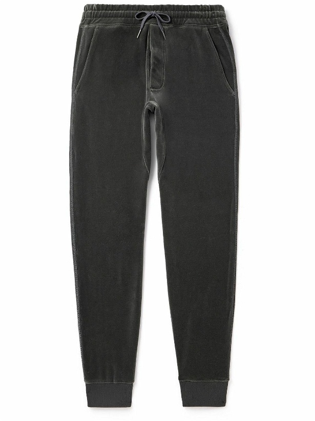 Photo: TOM FORD - Tapered Cotton-Blend Velour Sweatpants - Gray
