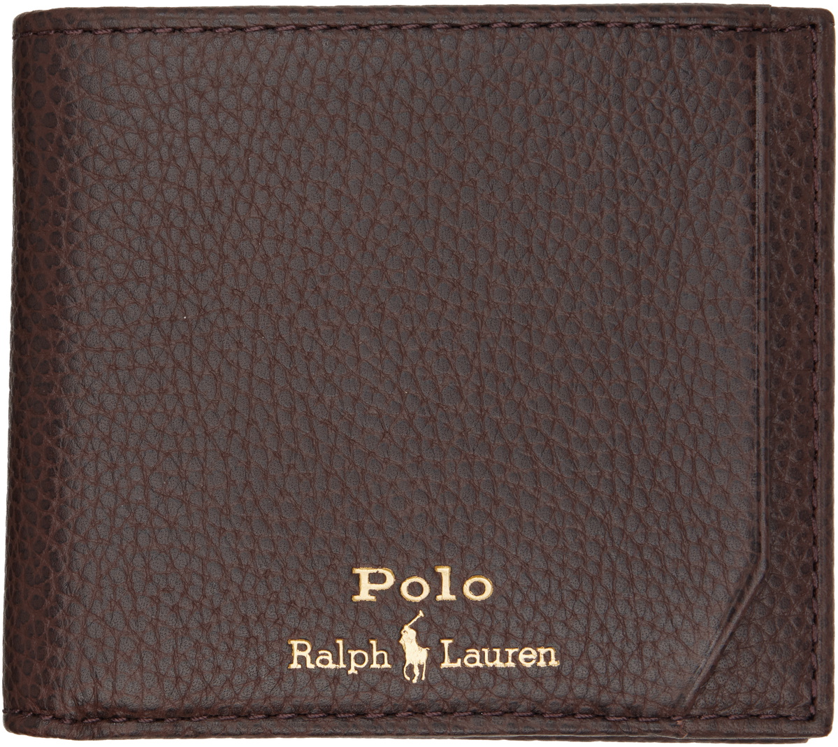 Polo Ralph Lauren Brown Pebbled Leather Billfold Wallet