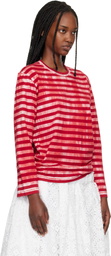 Comme des Garçons Red Cotton Jersey Stripe Garment Treated T-Shirt