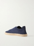 Zegna - Triple Stitch™ Leather-Trimmed Suede Slip-On Sneakers - Blue