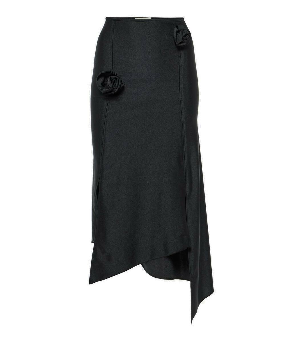 Coperni Floral-appliqué asymmetric midi skirt Coperni