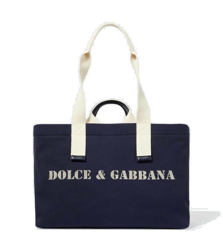 Photo: Dolce&Gabbana Logo leather-trimmed tote bag