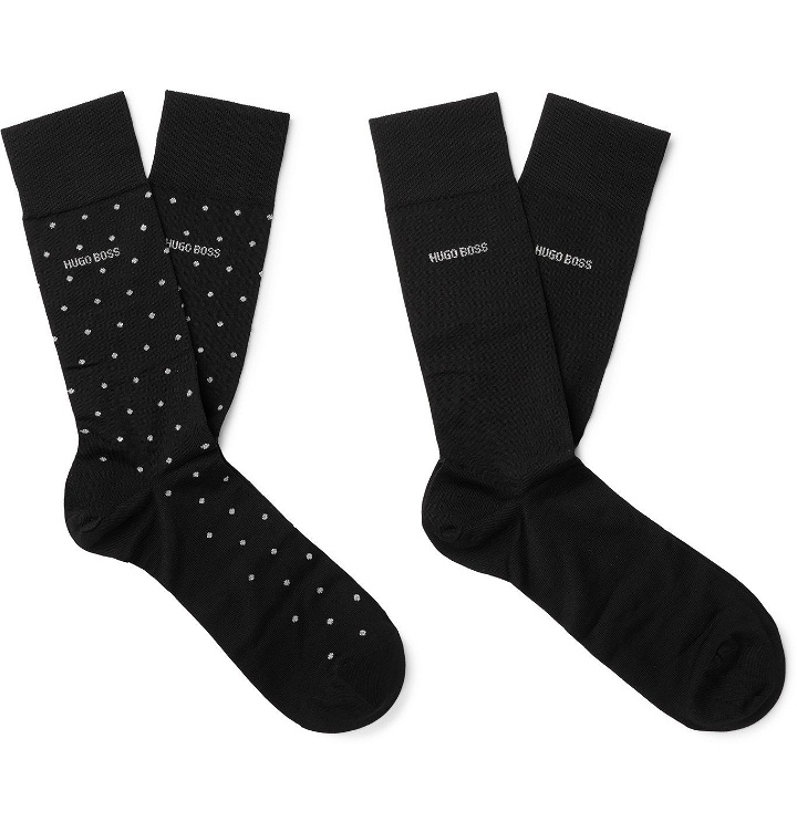 Photo: HUGO BOSS - Two-Pack Cotton-Blend Socks - Black