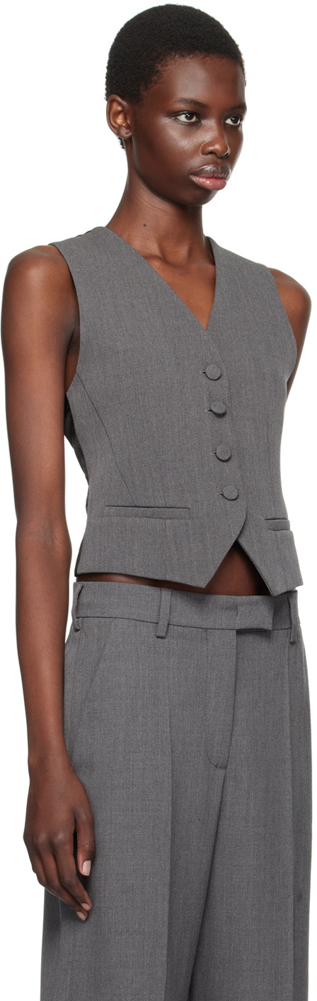 Valentino Gray Wool Gabardine Vest