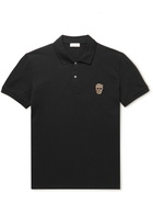 Alexander McQueen - Slim-Fit Logo-Embellished Cotton-Piqué Polo-Shirt - Black