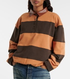 Acne Studios Folio striped cotton fleece polo sweatshirt