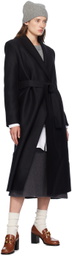 Harris Wharf London Black Shawl Collar Coat