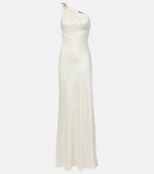 Roberto Cavalli Snake-print one-shoulder gown