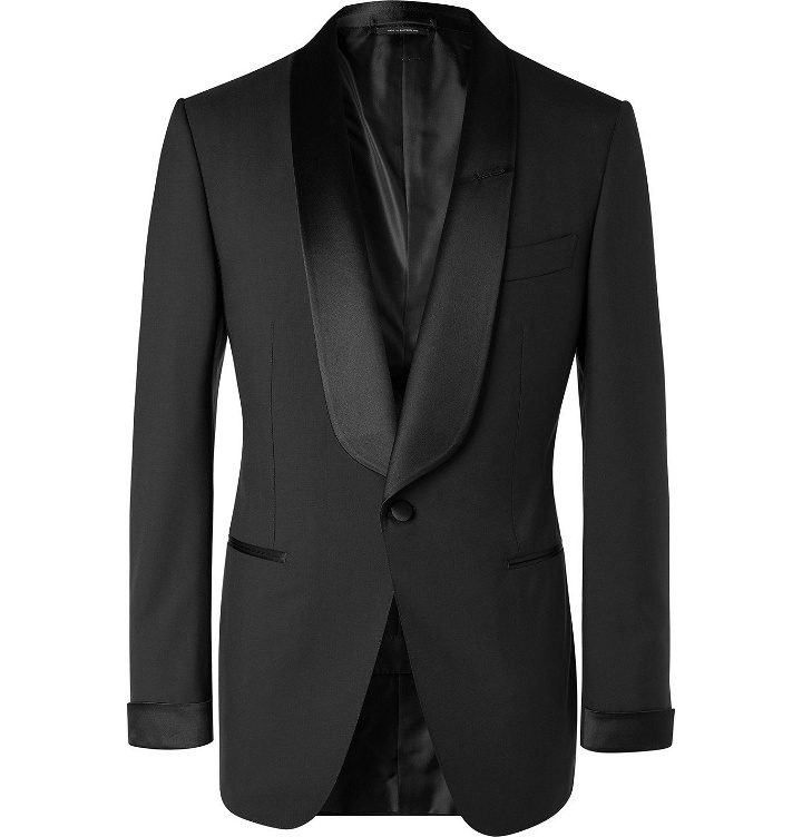 Photo: TOM FORD - Slim-Fit Shawl-Collar Satin-Trimmed Wool Tuxedo Jacket - Black