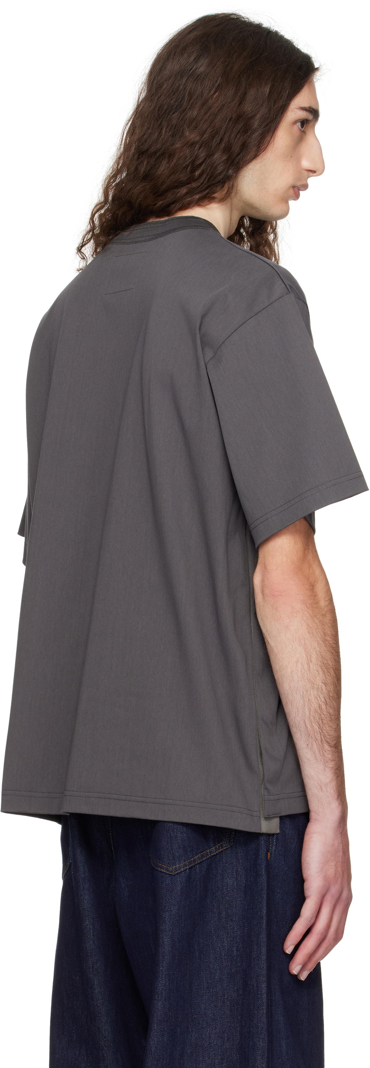 sacai Gray 'S' Cotton Jersey T-shirt Sacai