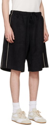 Fear of God ESSENTIALS Black Signature Relaxed Faux-Suede Shorts