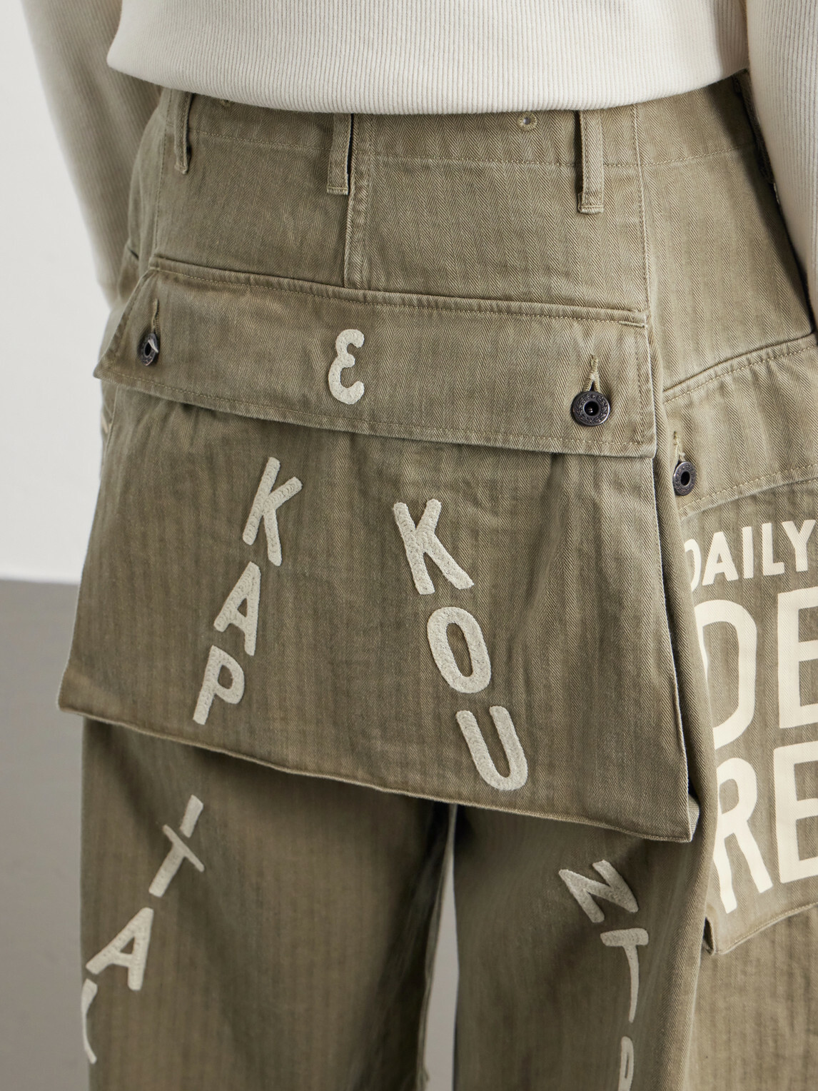 KAPITAL - Wide-Leg Printed Herringbone Cotton Shorts - Green