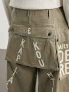 KAPITAL - Wide-Leg Printed Herringbone Cotton Shorts - Green