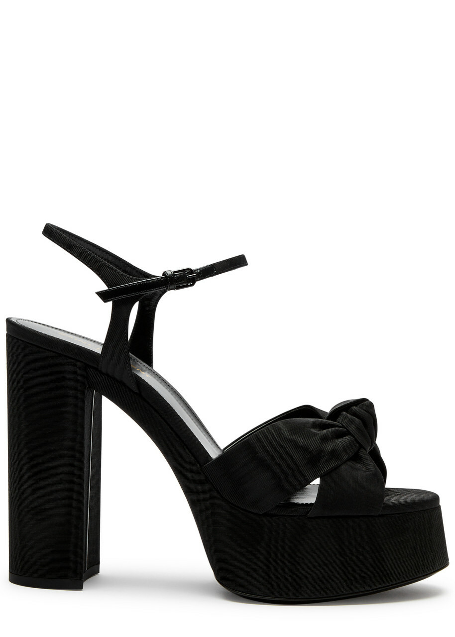 Saint Laurent Bianca 85 Platform Satin Sandals Black Saint