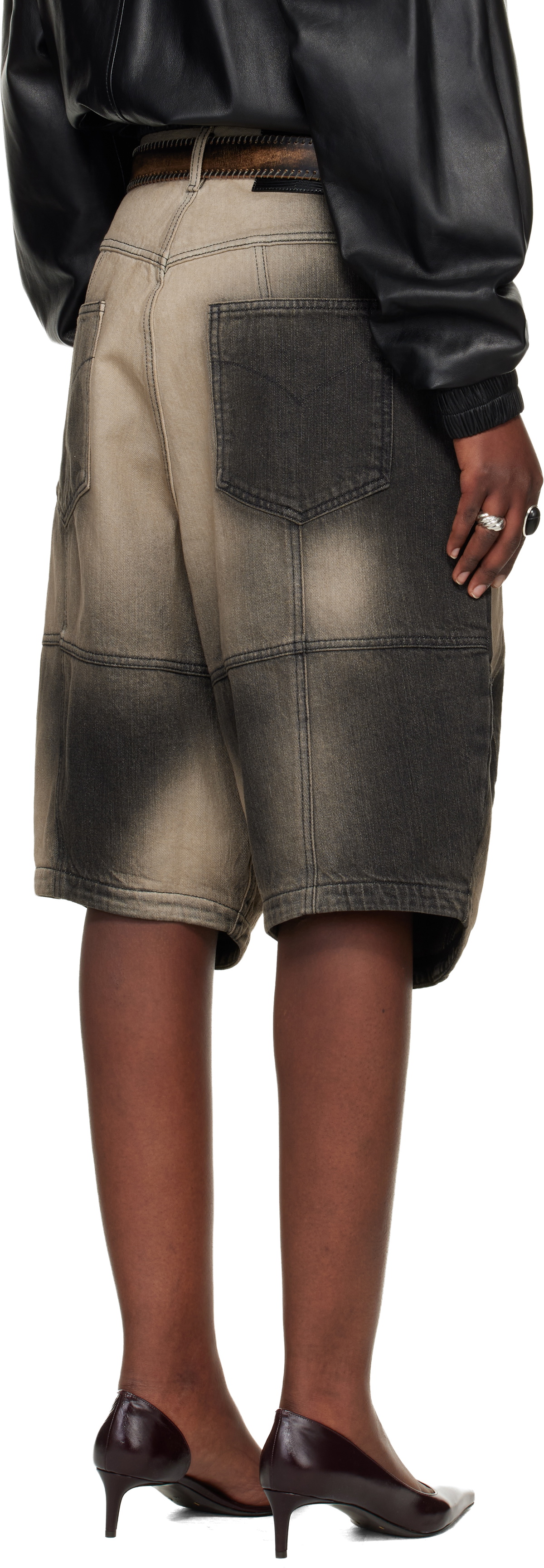 LU'U DAN Gray Puffa Denim Shorts
