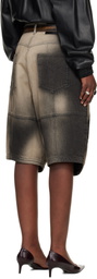 LU'U DAN Gray Puffa Denim Shorts