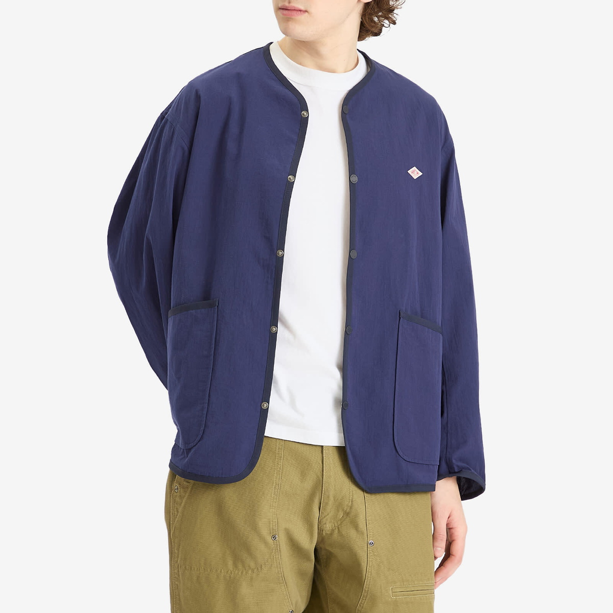 Danton Men's Snap Front Cardigan in Light Navy Danton