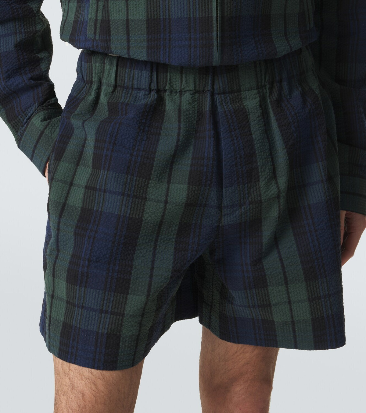 JW Anderson Checked cotton seersucker shorts