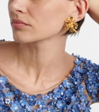 Oscar de la Renta Hibiscus clip-on earrings