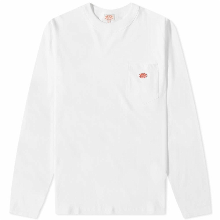 Photo: Armor-Lux Men's Long Sleeve Logo Pocket T-Shirt in White