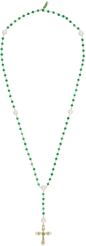 Photo: VEERT Gold & Green 'The Green Onyx & Freshwater Pearl' Necklace
