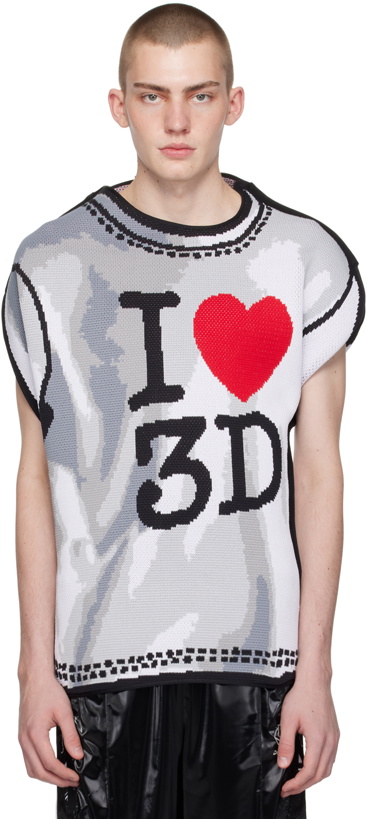 Photo: Doublet White Two-Dimensional 'I♡3D' T-Shirt