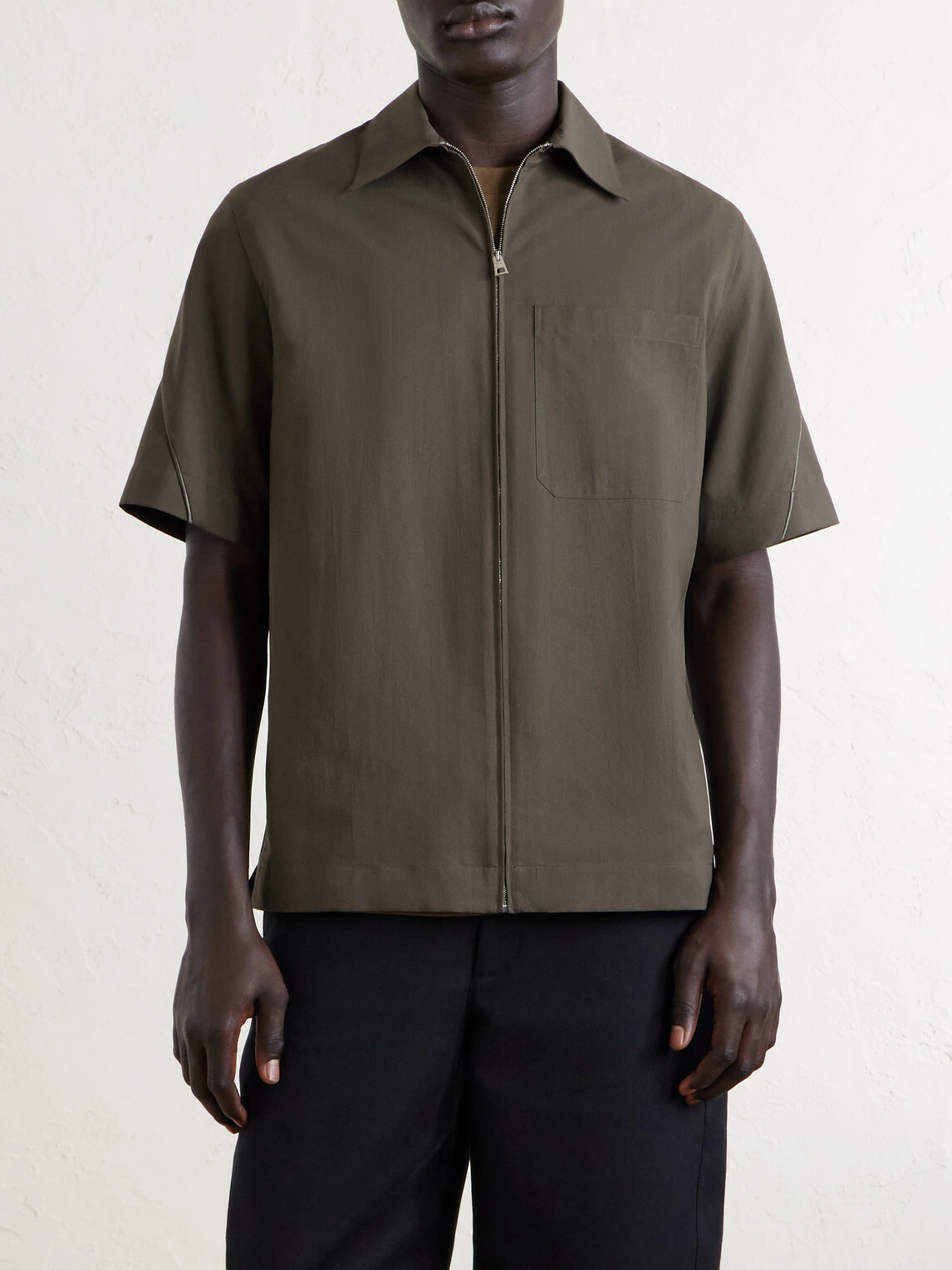 Givenchy - Recycled Woven Zip-Up Shirt - Brown